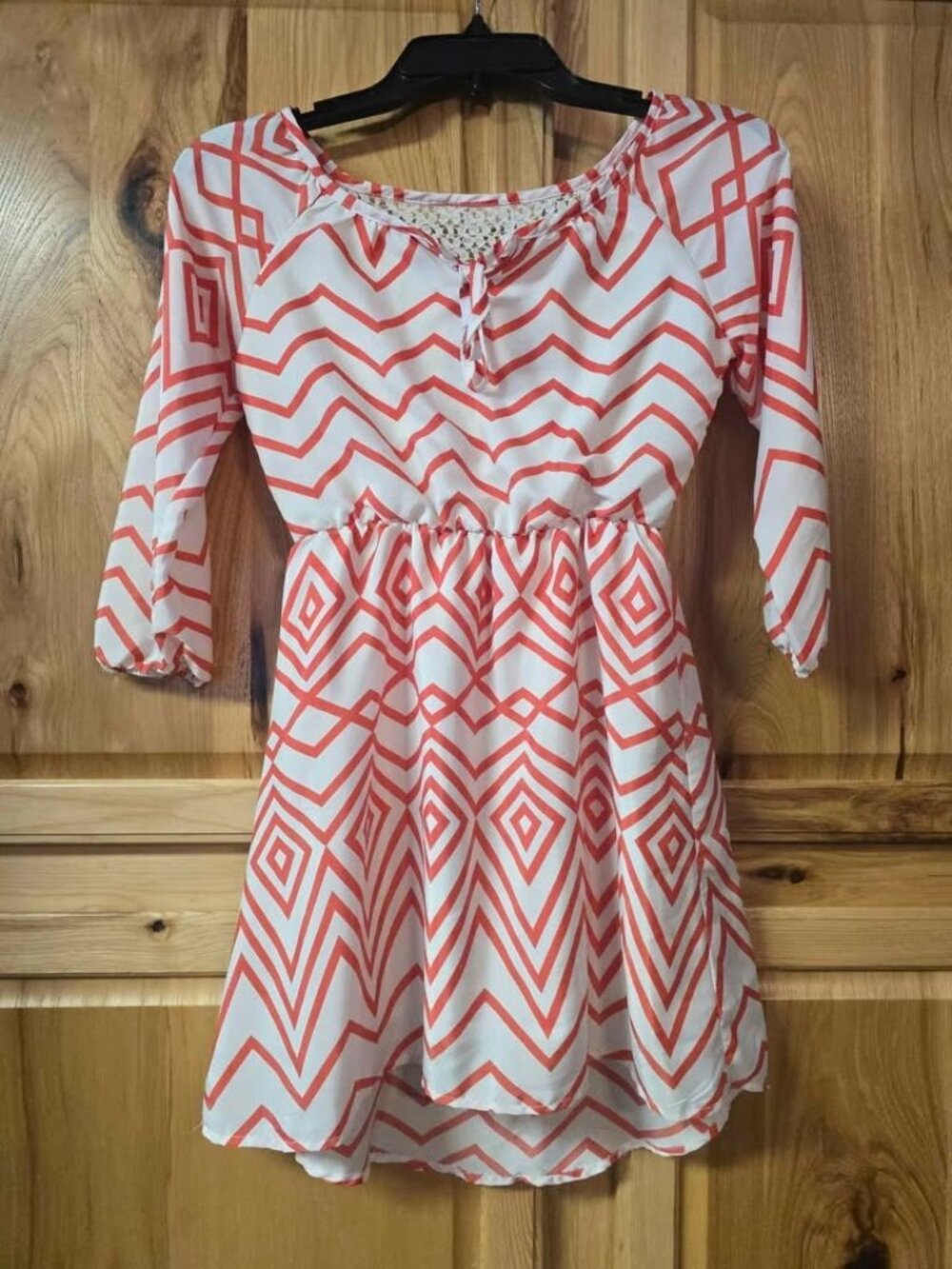 Sequin Hearts Dress Cevron Girls Youth Size 10 3/4 sleeve